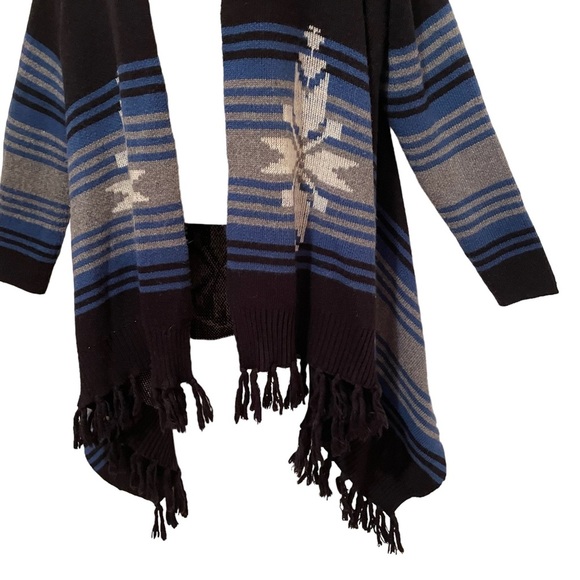 LoveStitch Open Front Cardigan Aztec Design Wool Angora Blend Size Small - Picture 3 of 6